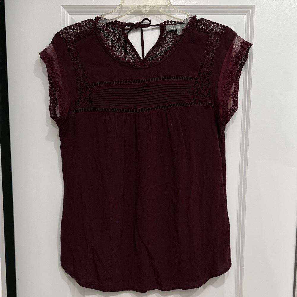 Daniel Rainn Burgundy Top with Lace Accent